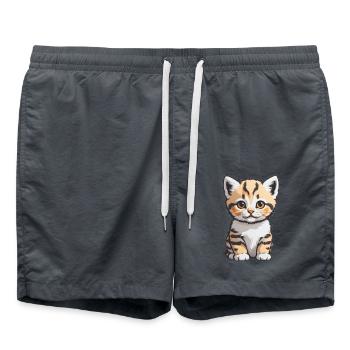 Chat mignon - Conception de chat de compagnie - Short de bain - charbon - Devant - AI Model Male 185 light (185cm)