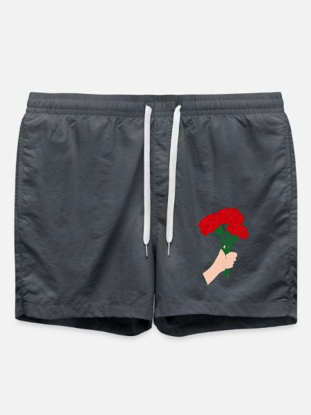 Für Sie - Rote Nelkenblüte3 - Badeshorts - Anthrazit