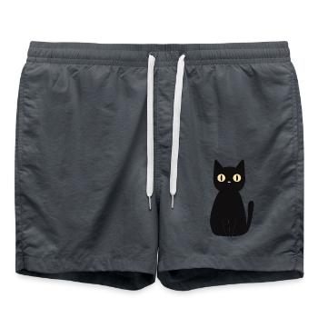 cute black cat - Swim Trunks - anthracite - Front - AI Model Male 185 light (185cm)