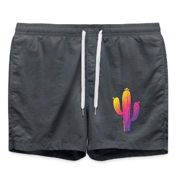 Cactus Arc-en-Ciel - Ambiance Soleil Couchant - Short de bain - charbon - Devant - AI Model Male 185 light (185cm)