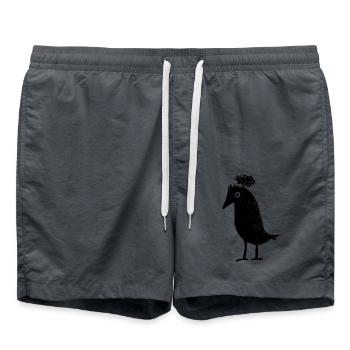 Thoughtful Raven Overthinker Thoughts ADHD Goth - Swim Trunks - anthracite - Front - AI Model Male 185 light (185cm)