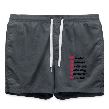 Martin ,Vorname,Namensschild,Name,Fun Shirt (25) - Badeshorts - Anthrazit - Vorne - AI Model Male 185 light (185cm)