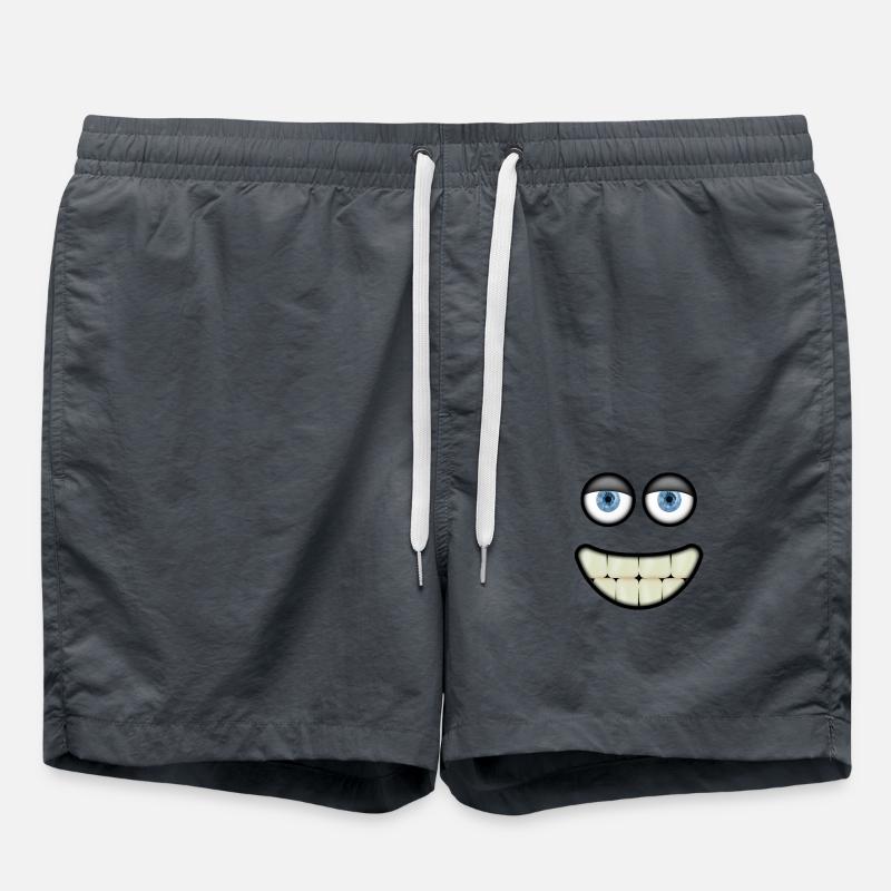 Funny smiling face with eyes and big teeth - Swim Trunks - anthracite