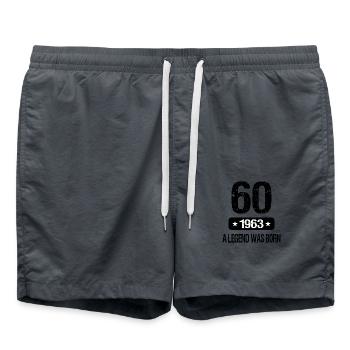 60th Birthday 1963 A LEGEND WAS BORN - Badeshorts - Anthrazit - Vorne - AI Model Male 185 light (185cm)