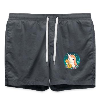 Licorne avec instrument à cordes pincées - Short de bain - charbon - Devant - AI Model Male 185 light (185cm)