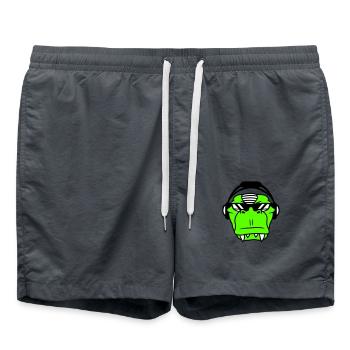 Cool DJ dinosaure T-Rex visage Musique de fête - Short de bain - charbon - Devant - AI Model Male 185 light (185cm)