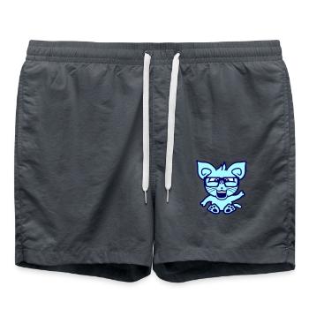 Nerd Chat Lunettes à monture de corne Geek Ondulant Chaton intelligent - Short de bain - charbon - Devant - AI Model Male 185 light (185cm)