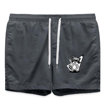 Retro Raccoon Rock Music - Badeshorts - Anthrazit - Vorne - AI Model Male 185 light (185cm)