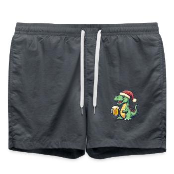 Dinosaure brontosaure bière Noël - Short de bain - charbon - Devant - AI Model Male 185 light (185cm)