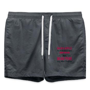 Appelé mais beau-père, cadeau beau-papa - Short de bain - charbon - Devant - AI Model Male 185 light (185cm)