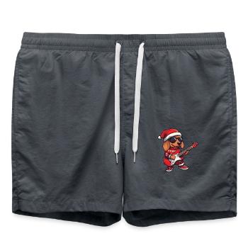 Dachshund Dog Christmas Rocker Guitar Dachshund - Swim Trunks - anthracite - Front - AI Model Male 185 light (185cm)