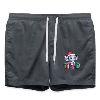 Elephant Christmas Comic Gifts - Swim Trunks - anthracite - Front - AI Model Male 185 light (185cm)