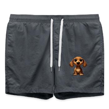 Teckel chien grands yeux bande dessinée - Short de bain - charbon - Devant - AI Model Male 185 light (185cm)