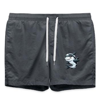 Glücklicher Hai - Badeshorts - Anthrazit - Vorne - AI Model Male 185 light (185cm)