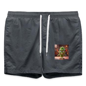 Joyeux Halloween mignon monstre cheveux sauvages effrayant drôle - Short de bain - charbon - Devant - AI Model Male 185 light (185cm)