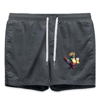 Colibri Oiseau Bière Drôle - Short de bain - charbon - Devant - AI Model Male 185 light (185cm)