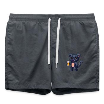 Panther Pixel Bier - Badeshorts - Anthrazit - Vorne - AI Model Male 185 light (185cm)