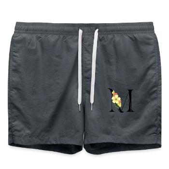 Elegant letter 'M' with flowers - Swim Trunks - anthracite - Front - AI Model Male 185 light (185cm)