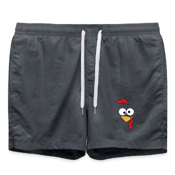 visage bande dessinée jeu poulet oiseau humour humour fun cool - Short de bain - charbon - Devant - AI Model Male 185 light (185cm)