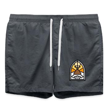 Holy Shit vitrail église drôle de merde jeu de mots meme - Short de bain - charbon - Devant - AI Model Male 185 light (185cm)
