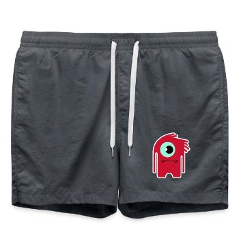 Monstre Cyclope Rouge | Extraterrestre Chibi drôle - Short de bain - charbon - Devant - AI Model Male 185 light (185cm)