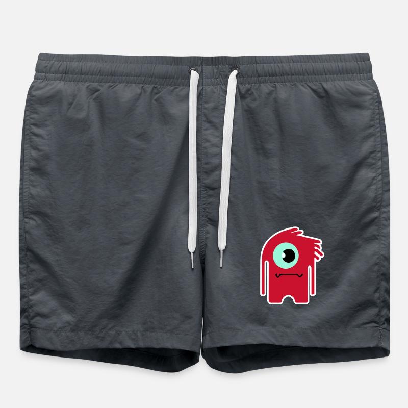 Rotes Zyklopenmonster | Lustiger Chibi-Alien - Badeshorts - Anthrazit