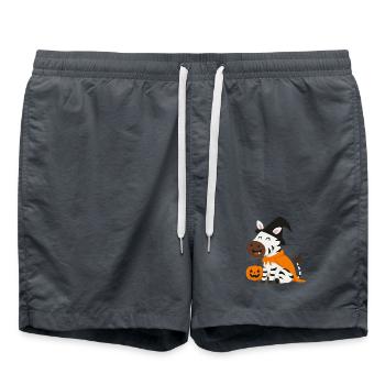 Halloween Zebra - Badeshorts - Anthrazit - Vorne - AI Model Male 185 light (185cm)