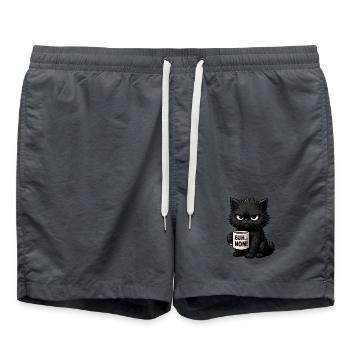 Chat Grognon Drôle Uh Nope Humour Introverti Noir - Short de bain - charbon - Devant - AI Model Male 185 light (185cm)