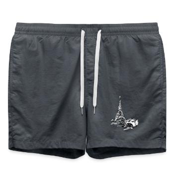 Paris Skyline: Sketchy Eiffel Tower - Swim Trunks - anthracite - Front - AI Model Male 185 light (185cm)