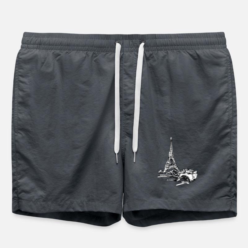 Paris Skyline: Sketchy Eiffel Tower - Swim Trunks - anthracite