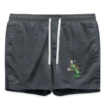 Kawaii Campingkatzen reiten auf Dinosaurier-Shirt - Badeshorts - Anthrazit - Vorne - AI Model Male 185 light (185cm)