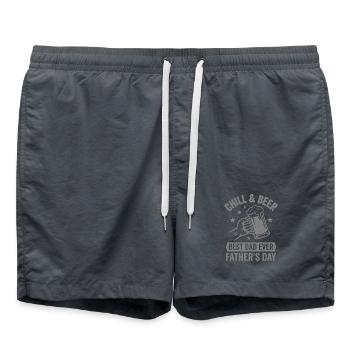 CHILL & BEER BEST DAD EVER Father's Day Logo - Swim Trunks - anthracite - Front - AI Model Male 185 light (185cm)