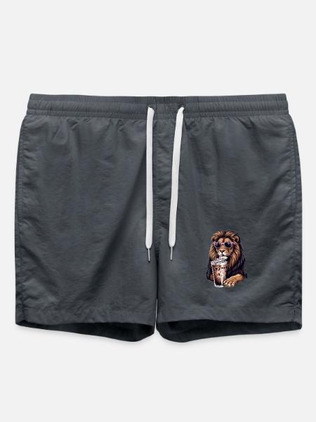 Löwe mit Pinker Sonnenbrille Shake - Badeshorts - Anthrazit