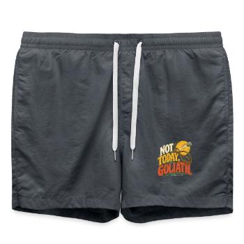 Nicht heute, Goliath – Christlicher Glaube Retro-Design - Badeshorts - Anthrazit - Vorne - AI Model Male 185 light (185cm)
