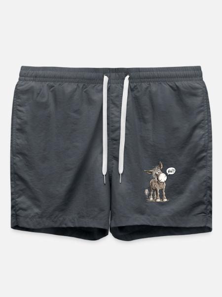 Lustiger Esel Hä Spruch Tierhumor Eselmotiv - Badeshorts - Anthrazit