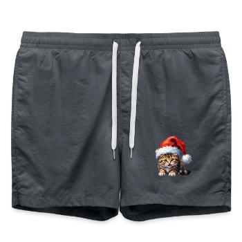 Süßes Kätzchen mit Santa-Hut - Badeshorts - Anthrazit - Vorne - AI Model Male 185 light (185cm)