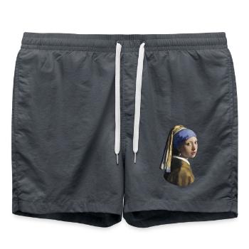 Jan Vermeer Das Mädchen mit dem Perlenohrgehänge - Badeshorts - Anthrazit - Vorne - AI Model Male 185 light (185cm)