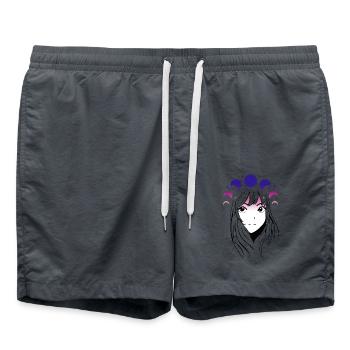 Anime Girl Moon - Swim Trunks - anthracite - Front - AI Model Male 185 light (185cm)