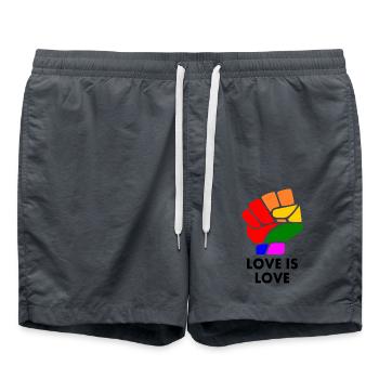 Love is love - Swim Trunks - anthracite - Front - AI Model Male 185 light (185cm)