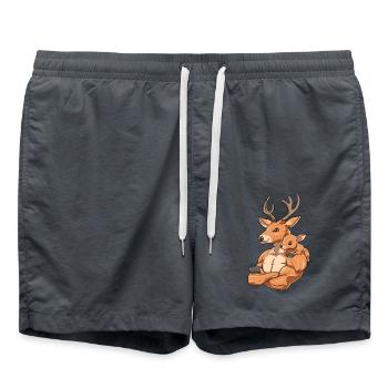 Hirsch mit Kind für einen Hirsch Liebhaber - Badeshorts - Anthrazit - Vorne - AI Model Male 185 light (185cm)