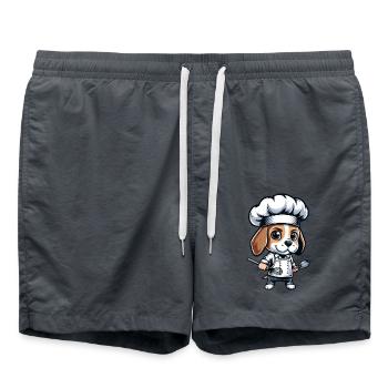Conception de bande dessinée mignonne Beagle Chef - Short de bain - charbon - Devant - AI Model Male 185 light (185cm)