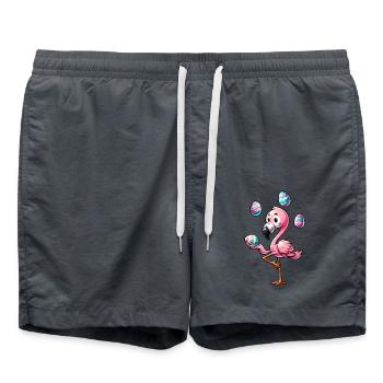 Flamingo Jonglerie Oeufs de Pâques Festival de Pâques - Short de bain - charbon - Devant - AI Model Male 185 light (185cm)