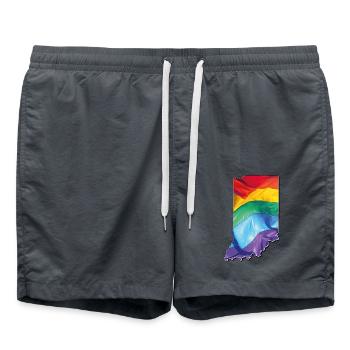 Drapeau LGBTQ sur la carte de l’État de l’Indiana - Short de bain - charbon - Devant - AI Model Male 185 light (185cm)