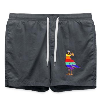LGBT Regenbogen Möwe Möwen maritim - Badeshorts - Anthrazit - Vorne - AI Model Male 185 light (185cm)