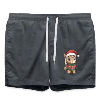 Cheval Noël Bande dessinée - Short de bain - charbon - Devant - AI Model Male 185 light (185cm)