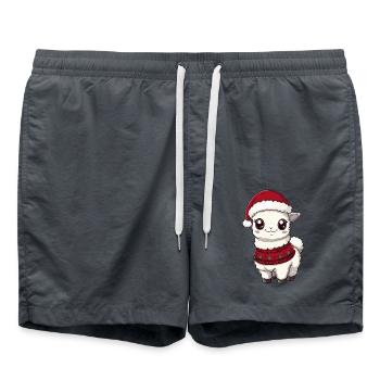 Bande dessinée de Noël Alpaga Llama - Short de bain - charbon - Devant - AI Model Male 185 light (185cm)