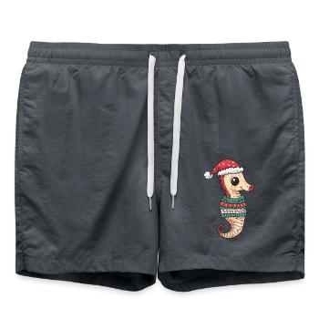 Bande dessinée de Noël hippocampe - Short de bain - charbon - Devant - AI Model Male 185 light (185cm)
