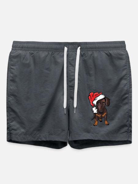 Weihnachts Dackel im Comic-Style - Badeshorts - Anthrazit