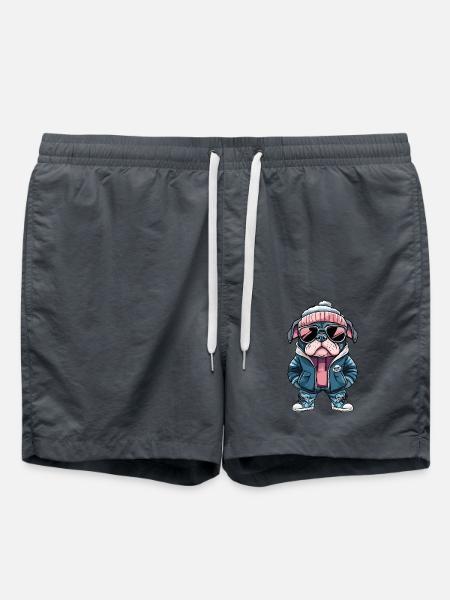 Bulldog Dog Winter Comic - Swim Trunks - anthracite