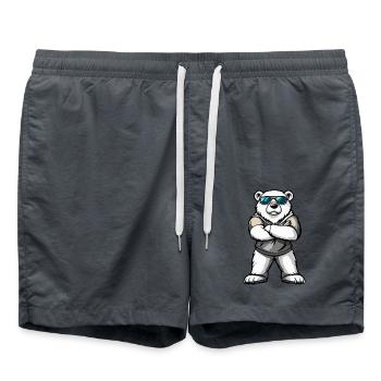 Eisbär Comic - Badeshorts - Anthrazit - Vorne - AI Model Male 185 light (185cm)